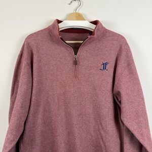 Turtleson Quarter Zip Pullover Mens Large Red 100% Cotton Sweater Golf Mock Neck
